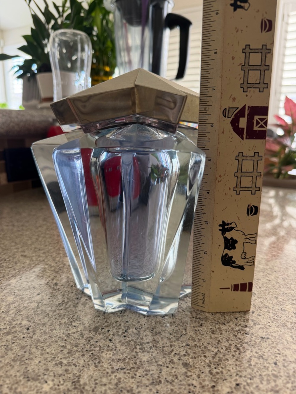 Thierry Mugler LARGE Clear Crystal Glass Perfume Bottle with Silver Cap